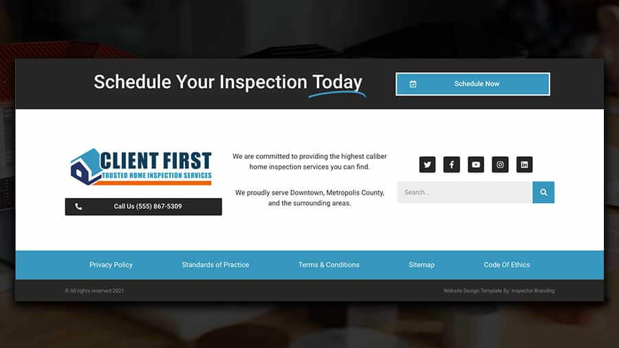home inspector website footer design