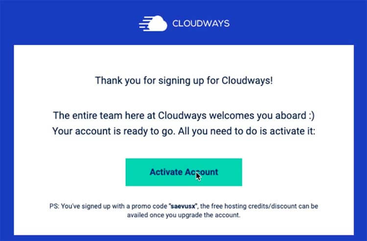 Activate Account Cloudways